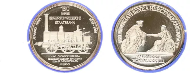 Silbermedaille 1988 150 Jahre Braunschweigische Staatsbahn PP  99998