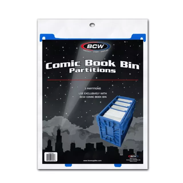 Pack of 3 BCW Blue Plastic Short Comic Book Bin Partitions dividers spacers