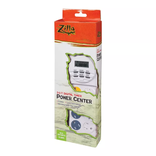 Zilla Reptile Pet Habitat Lighting & Terrarium Heat Power Center Timer, Digital