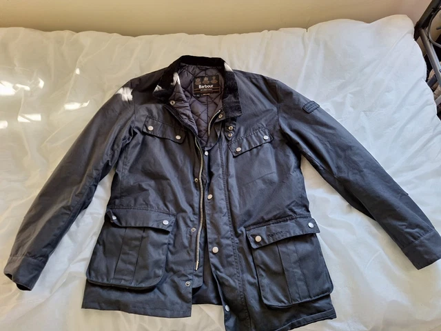 MENS BARBOUR INTERNATIONAL Retail Duke Black wax jacket size Large