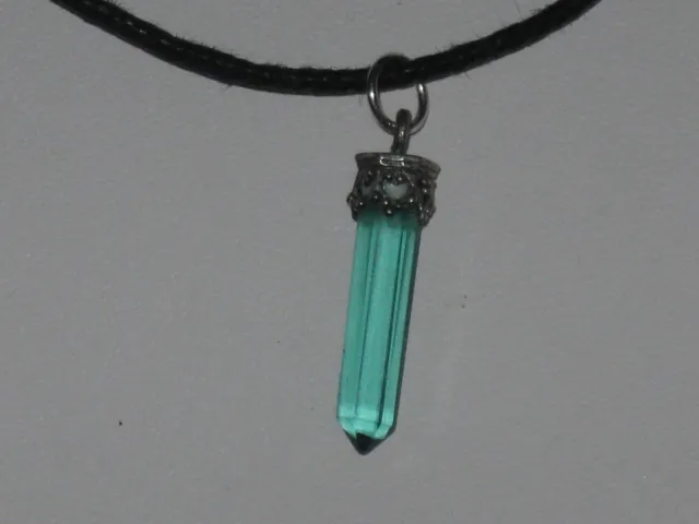 Wiccan New Age Blue/Green Aqua Aura 925 Sterling Silver Pendant Necklace