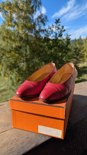 Escarpins HERMÈS En Daim Et Cuir - Pointure 38, Talon Haut, Gris - Occasion