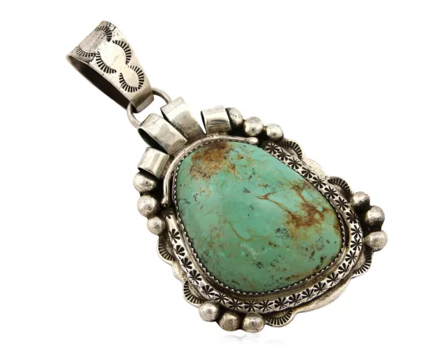 Navajo Kingman Turquoise Pendant .925 Silver Native American Artist C.80's