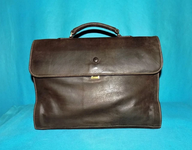 Serviette Porte-documents Amiet En Nubuck - Couleur Noir/anthracite, Très Bon état D'occasion