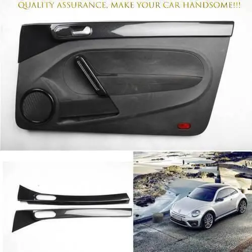 For Volkswagen VW Beetle 2012-2019 Carbon Fiber Inner Door Panel Strip Trim 2pcs