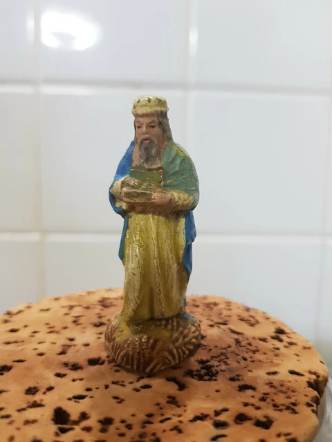 N°3)Santon de crèche ancienne DEVINEAU - Roi Mage Balthazar-série 7 cm Taille 2 - Collection