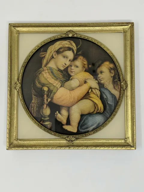 19th CENTURY MADONNA CHILD REPRODUCTION/PRINT BEAUTIFUL ANTIQUE FRAME
