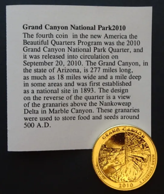 USA Grand Canyon National Park vergoldeter Vierteldollar mit COA