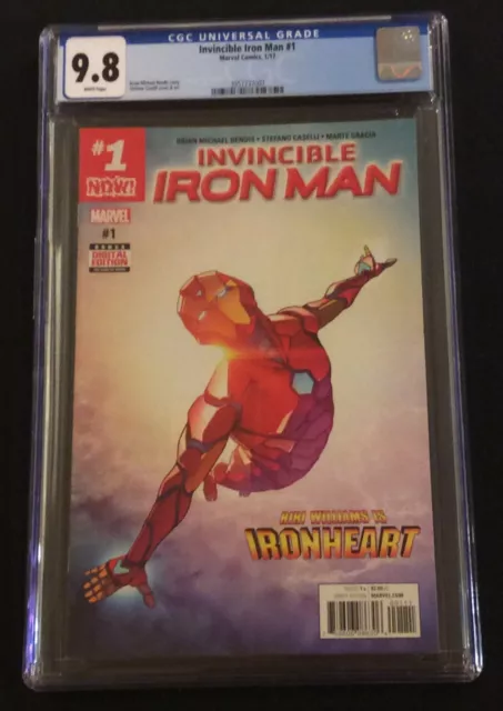 INVINCIBLE IRON MAN #1 Comic Book CGC 9.8 RIRI WILLIAMS IRONHEART Marvel 2017