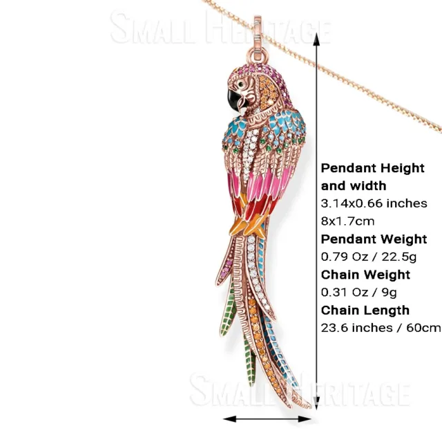 Colorful Parrot Pendant 925 Sterling Silver Necklace Rose Gold & Silver Color 9