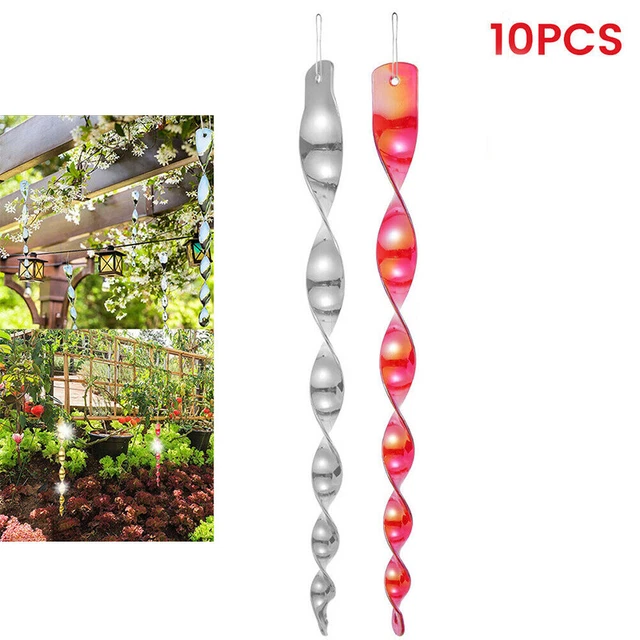 Reflective Rods 10PACK BIRD REPELLENT Reflective Scare Rods Spiral Deterrent Control ...