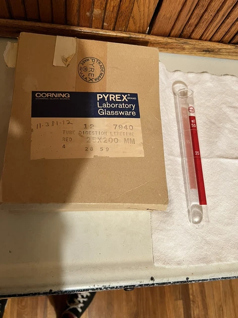 Lot 10 Corning Pyrex Laboratory Digestion Tubes Lifetime Red Graduations 50 ml