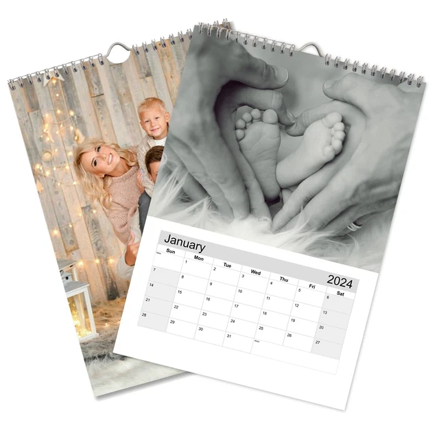 PERSONALISED CALENDAR A4 2024, Photo Wall calendars, upload 12 image + Cover £12.99 PicClick UK