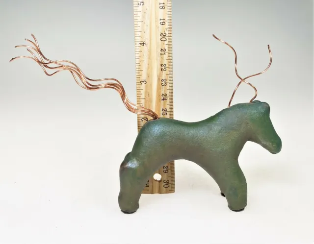 Raku Spirit Pony Green Clay Copper Figurine Jeremy Dillar ‌USA Folk Art Horse 4