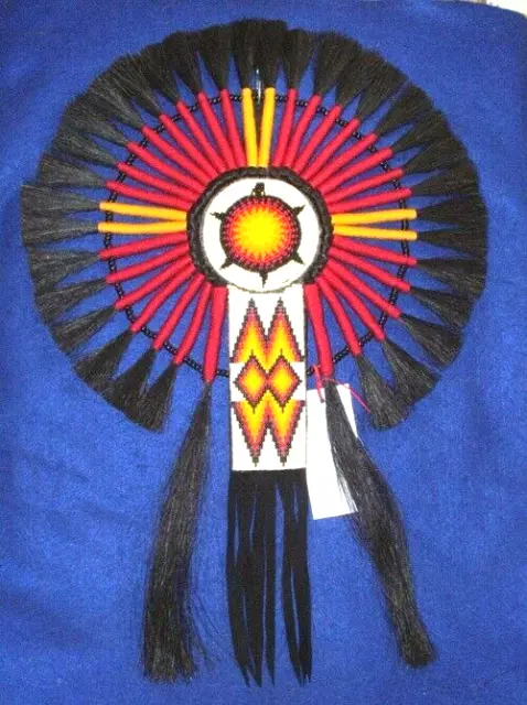 Native American Horsehair Bustle w Beadwork Navajo Regalia Home Decor 16x24  #21