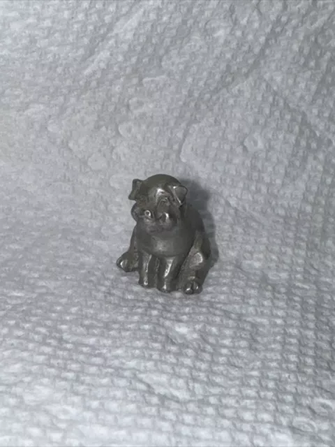 Vintage Pewter Mini 3/4” Piggy Pig Figurine Animal Miniature