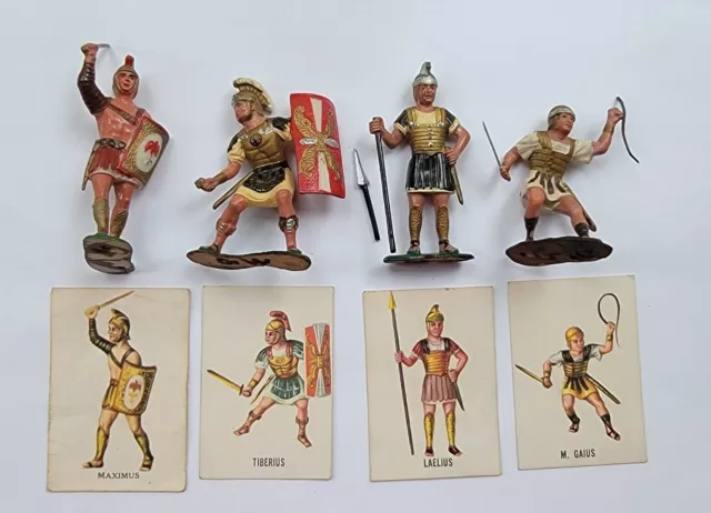 1960's Marx Warriors of the World Roman Soldiers Lot of 4 with Cards