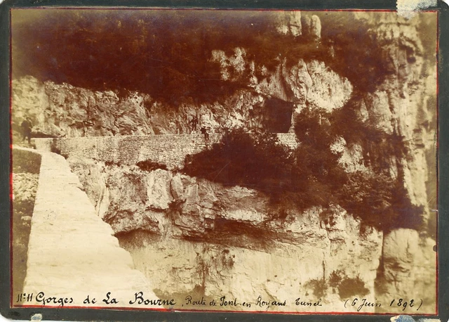 France, Gorges de la Bourne. Bridge Road in Royans. Vintage Albumen Pr Tunnel
