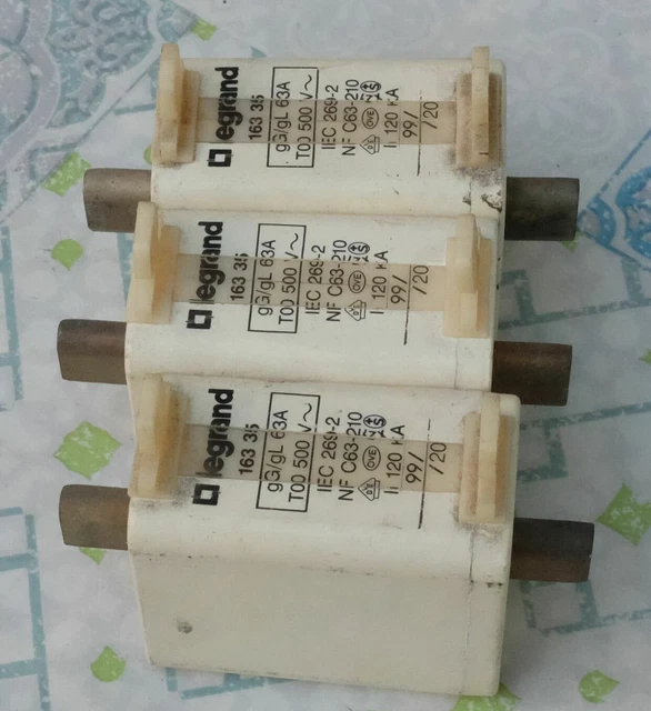 3x Legrand 16335 63A cartouche fusible à couteaux T00 gG/gL 500V lot de 3 4