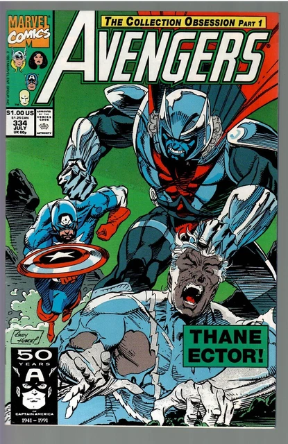 Avengers #334 1991 VF The Collection Obsession Part 1 Andy Kubert (Marvel)