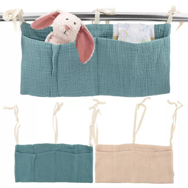 2pcs Baby Room Adjustable Strap Diaper Storage Crib Hanging Bag Easy Clean Soft