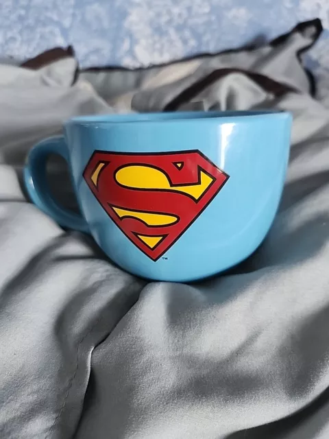 2012 DC Comics Superman 24oz Ceramic Coffee Soup Coco Mug Cup Blue Red Yellow