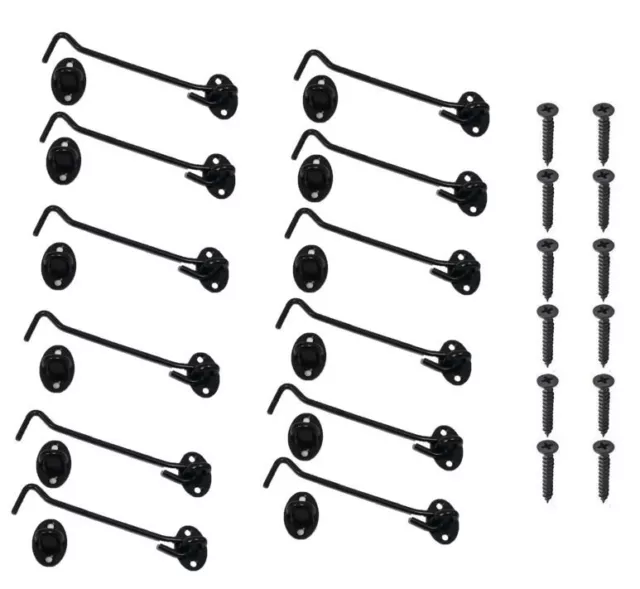 12 Pack 6" Stainless Steel Gate Latch Lock Cabin Hook and Eye Barn Door Latch
