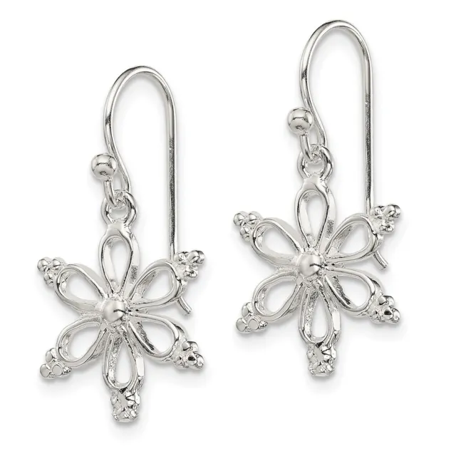 925 Sterling Silver Dangle Earrings | Designs by Nathan | 14 x 27mm | Snowflake