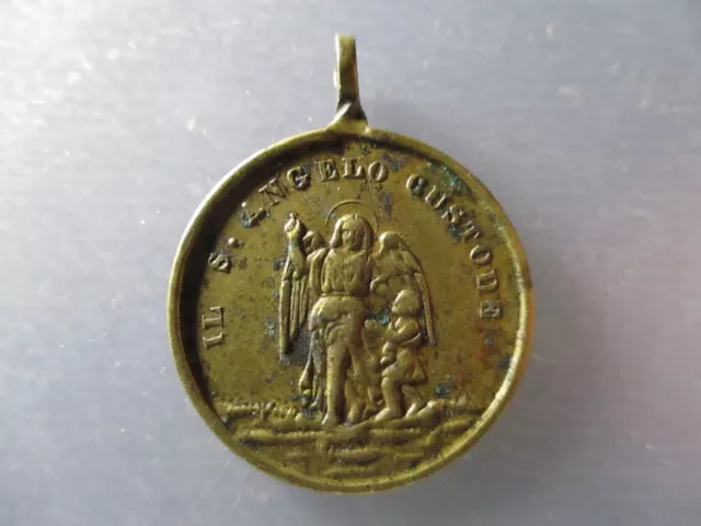 Medalla Religiosa Angel De La Guarda / Virgen Con Niño