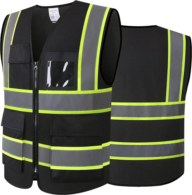 ASIPHITU Reflective High Visibility Safety Vest for Men Women with Pockets Front