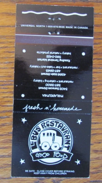 Philadelphia, Pennsylvania Matchbook Cover: Le Bus Restaurant Empty Matchcover C
