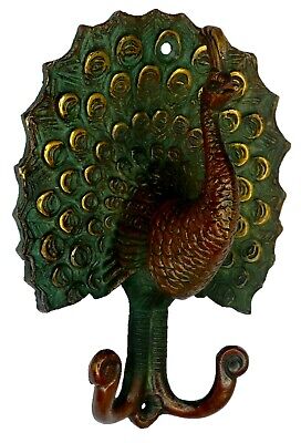 Peacock Shape Wall Hanger Hook Antique Style Handmade Brass Home Décor Figure