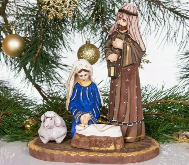 Wooden Hand carved Nativity Set 10" hand painted Nativity Scene Christmas decor