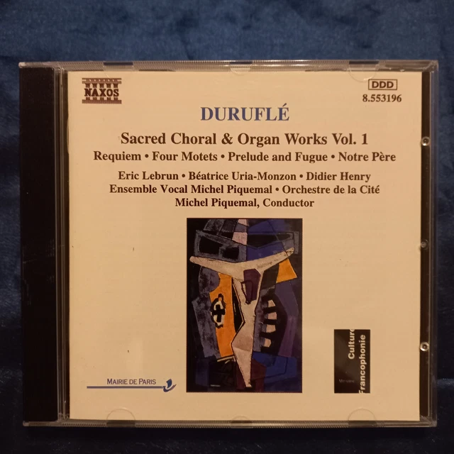 CD NAXOS DURUFLè SACRED CHORAL ORGAN WORKS VOL.1 - LEBRUN, PIQUEMAL - 8.553196