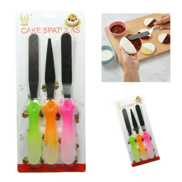 3pcs Stainless Steel Spatula Palette Set Cake Decorating Smooth Tools Kit