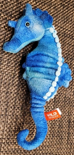 ~11'' Wild Republic Blue SEAHORSE Soft Toy Sea Life Ocean Monterey Bay Aquarium~