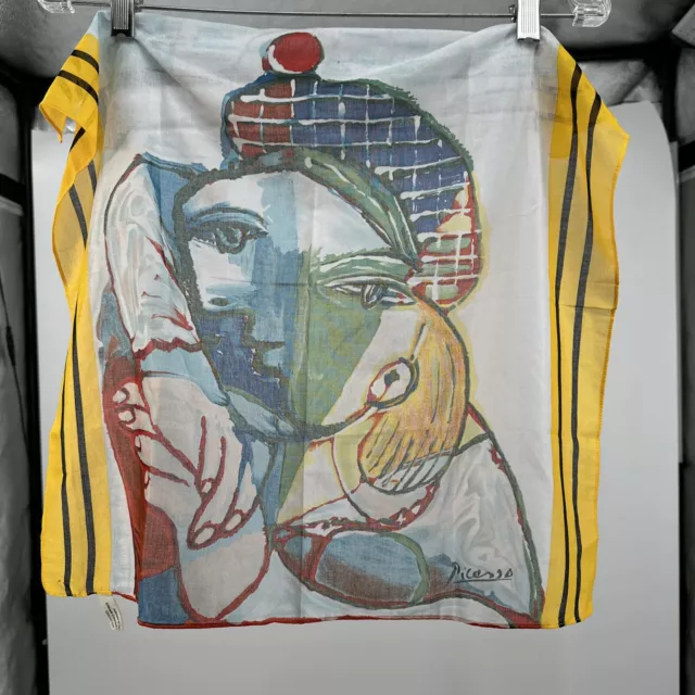 PICASSO SCARF WOMAN WITH A HAT PORTRAIT MARIGOLD ENTERPRISES 1984 (33W x 32L)