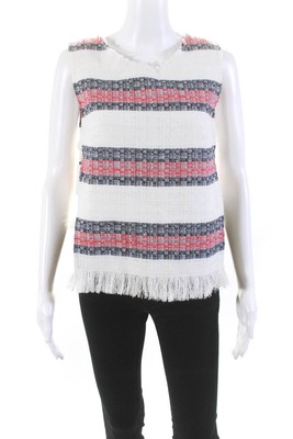Sea New York Womens Woven Stripe Sleeveless Top Red White Blue Size 2