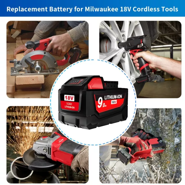 Chargeur de batterie au lithium pour outils électriques Milwaukee, 18V, 6,0 Ah, 3