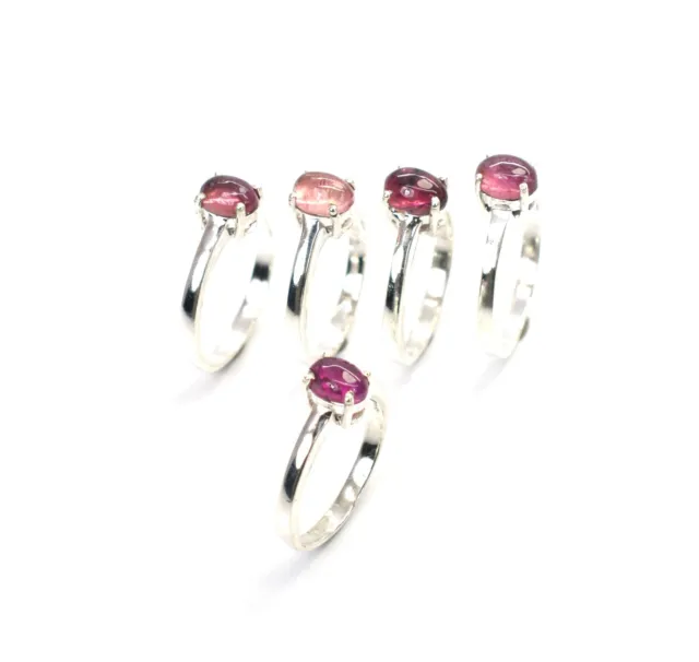 Wholesale 5Pc 925 Solid Sterling Silver Pink Tourmaline Ring Lot V855