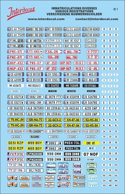Décalcomanies INTERDECAL Pour Voitures Miniatures 1/43 - 11 Bandes De Réglage, Papier 120x88mm