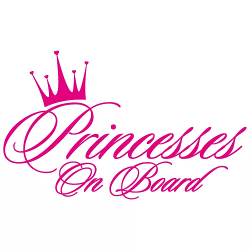 Princesses On Board Girls Sisters Baby Crown Heart Vinyl Decal Sticker (Pc-03)