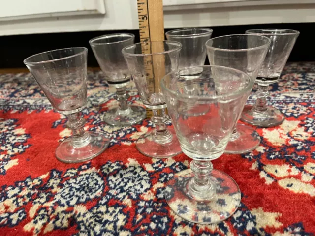 c.1820 Georgian Blown Glass Wine Glasses set 7 4”