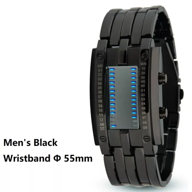 Practical Wrist Watch LED Men Watch Women Adjustable Band Binary Blue LED 2