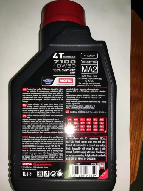 Olio Motore Moto Motul 7100 4T 10W50 10W-50 10W 50 4 litri lt 100% sintetico 2