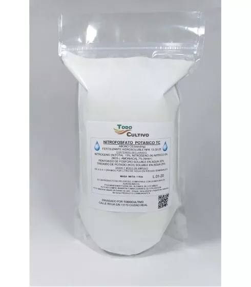 Nitrofosfato potásico 13-30-25 cristalino hidrosoluble 1 Kg.