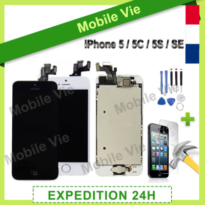 Vitre Tactile + Ecran Lcd Retina Complet Iphone 5/5C/5S/Se Noir Ou Blanc +Outils