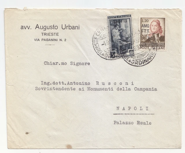 LL610-TRIESTE AMGFTT-20 £ Perugino + 5 £ Italy To Lav.su Letter
