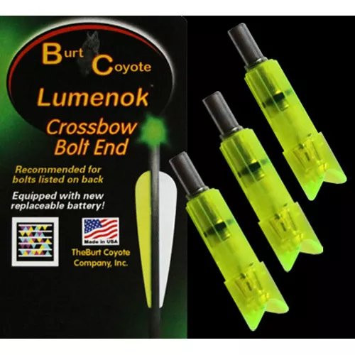 Burt Coyote Lumenok Crossbow Gold Tip Bolt #00340 Green Crescent End 3pk GTC3G