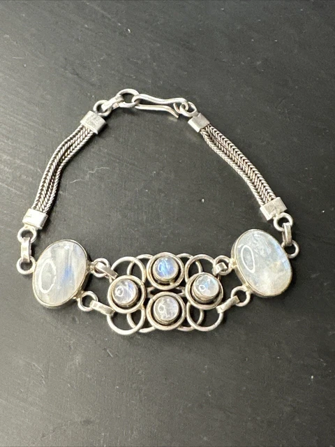 Bracelet Gourmette Ancien Argent Massif 925 - Maille Simple Art Nouveau